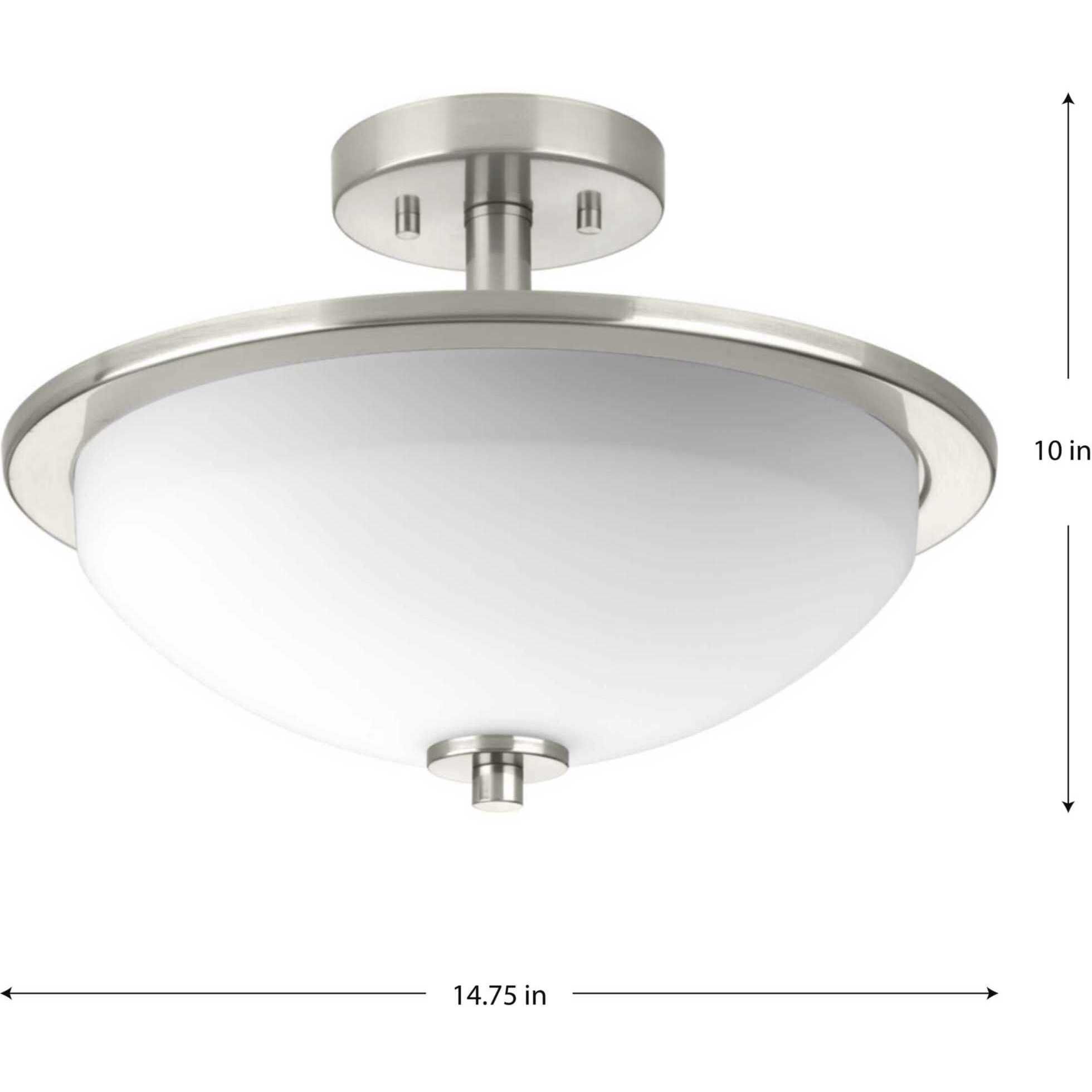 Replay 2 Light 15 inch Brushed Nickel Semi-Flush Mount Ceiling Light