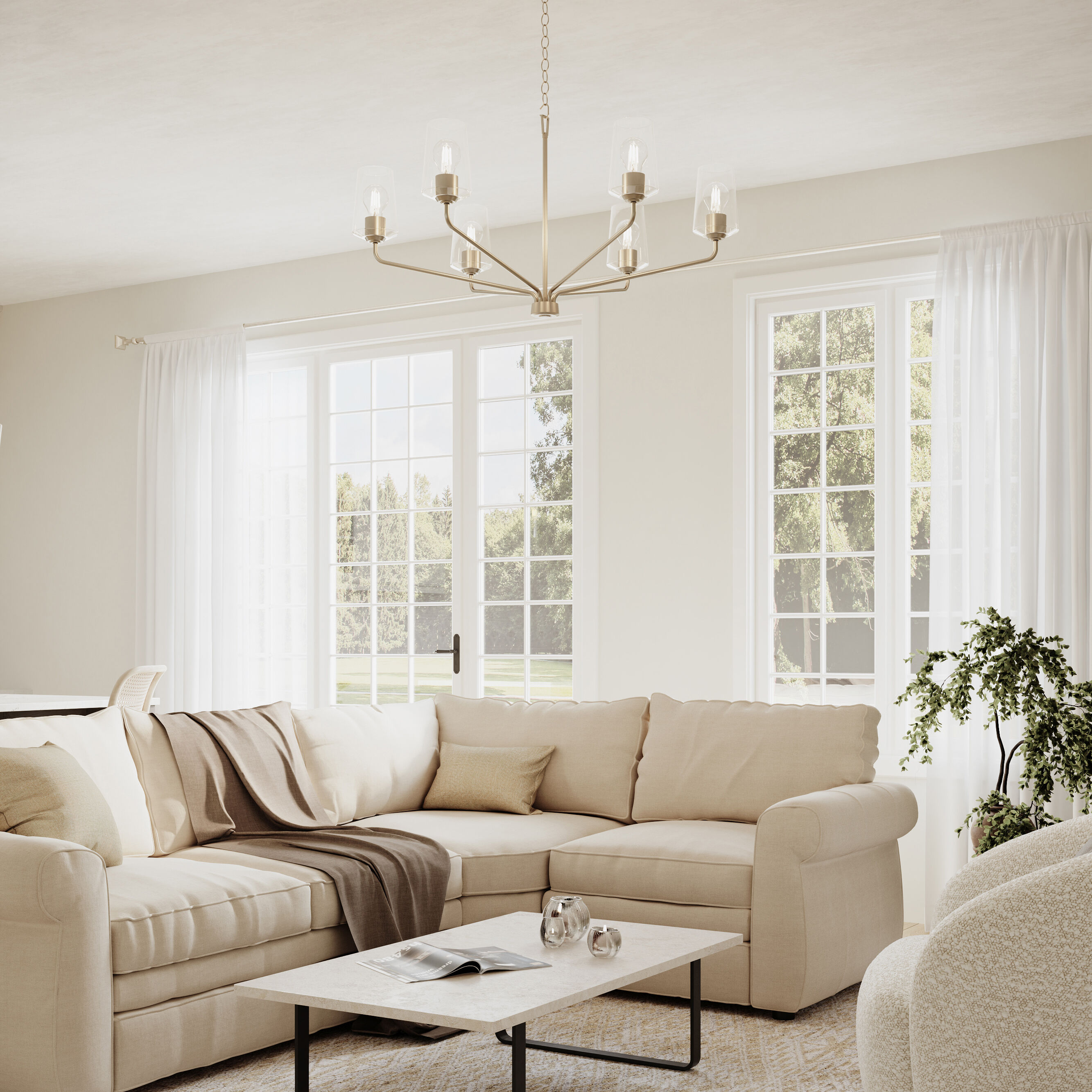 Celino 6 Light 40 inch Brushed Nickel Large Chandelier Ceiling Light