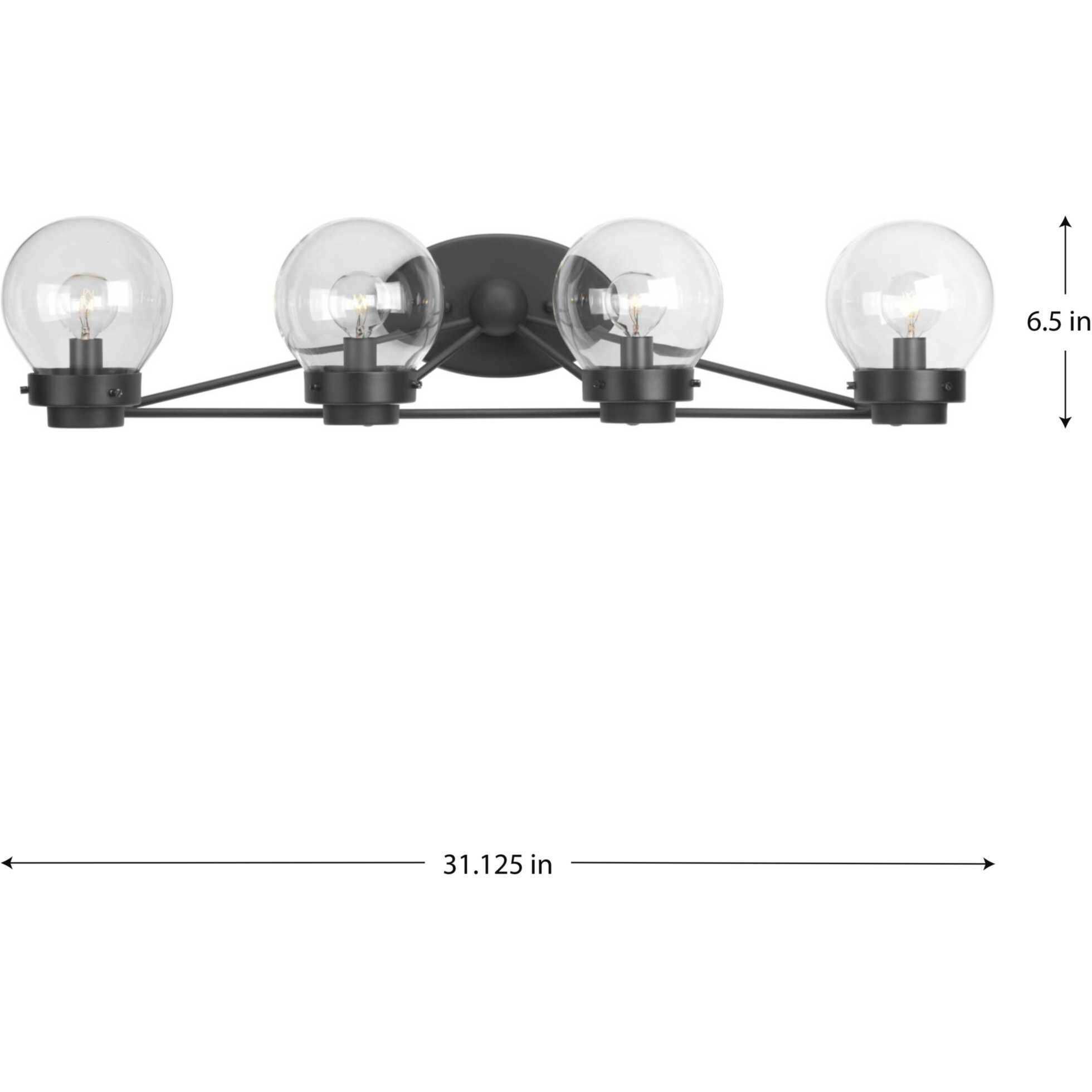 Spatial 4 Light 31 inch Matte Black Bath Vanity Wall Light, Design Series