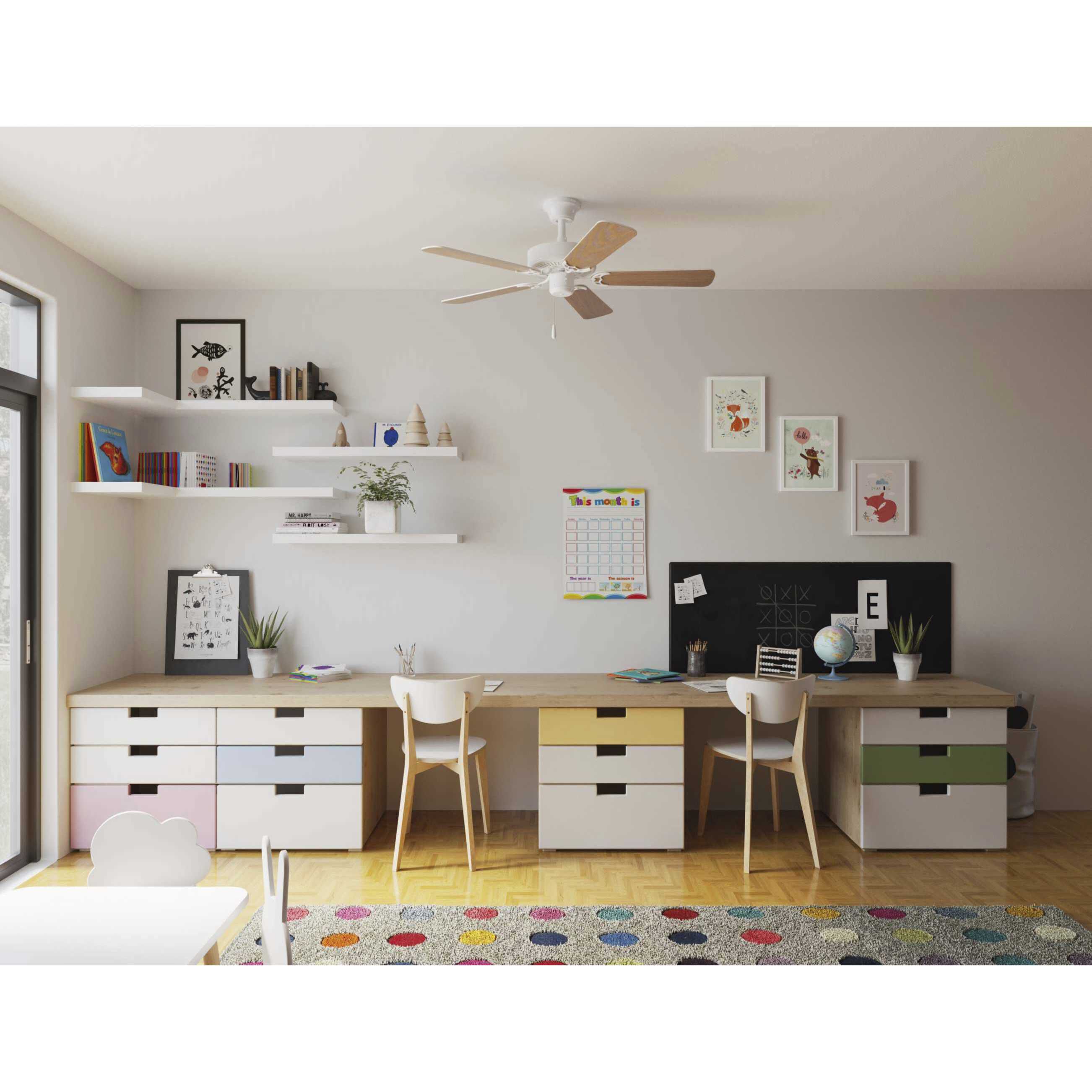 AirPro 42 inch White with Washed Oak/White Blades Ceiling Fan