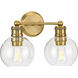 Hansford 2 Light 16 inch Vintage Brass Bath Vanity Wall Light