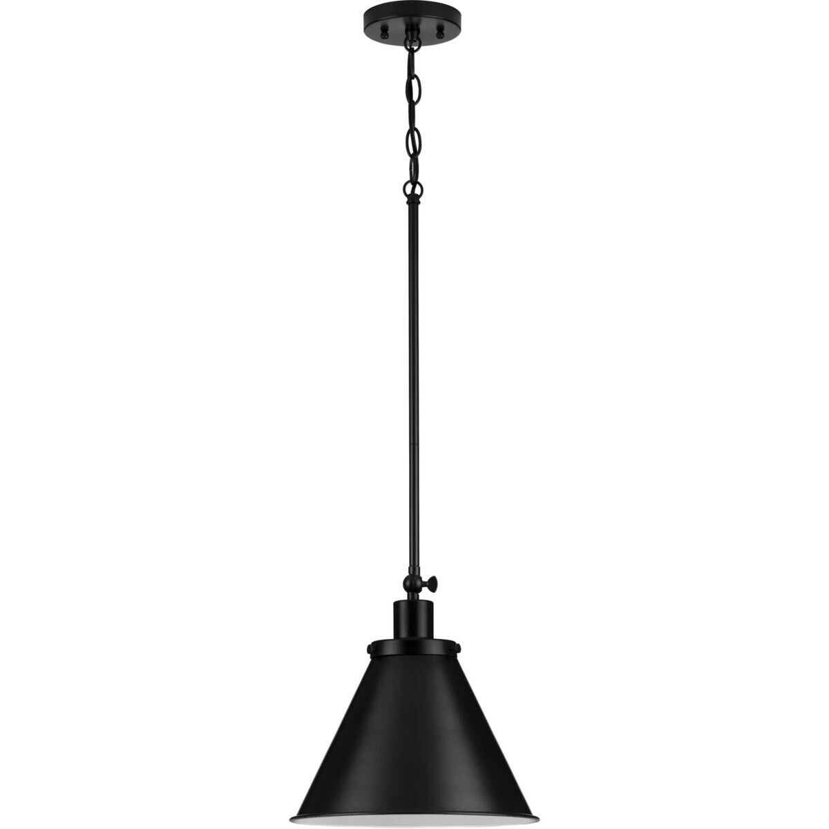 Progress P500325-031 Hinton 1 Light 12 inch Matte Black Pendant