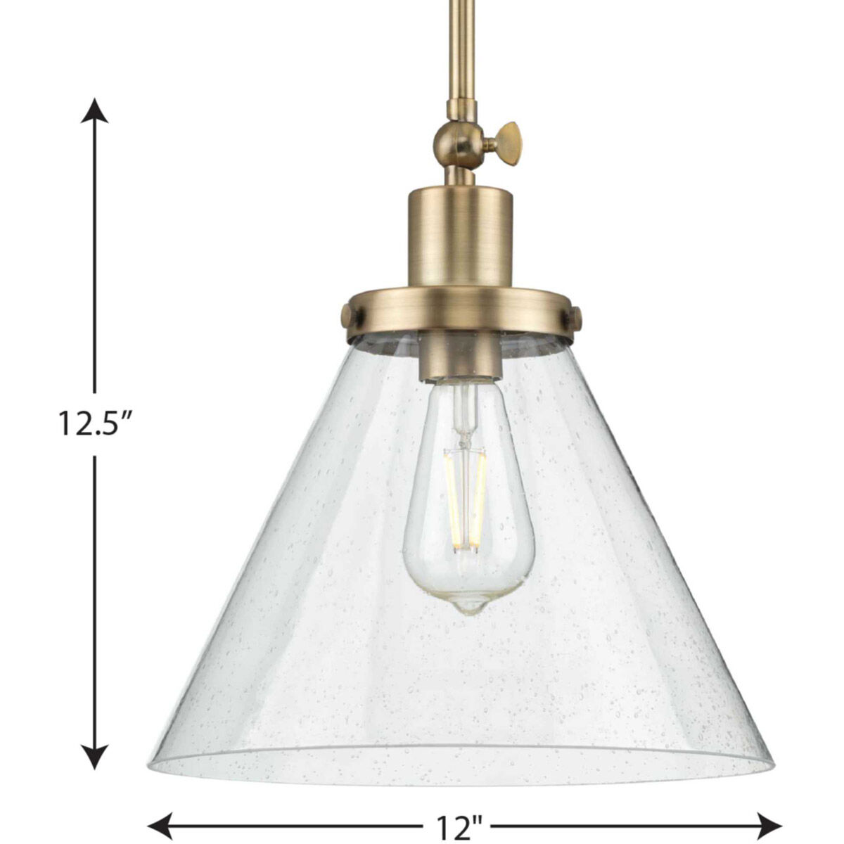 Hinton 1 Light 12 inch Vintage Brass Pendant Ceiling Light