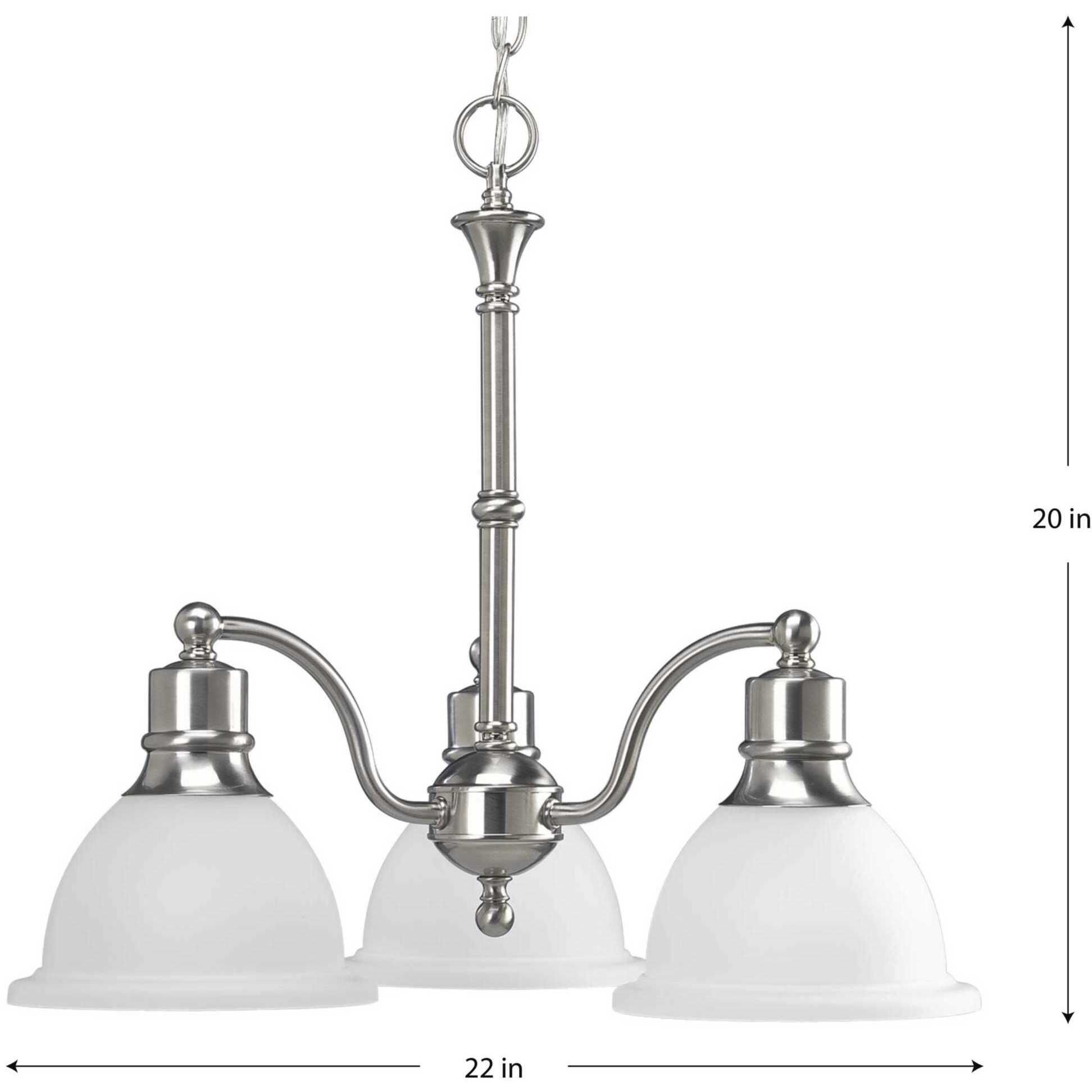 Madison 3 Light 22 inch Brushed Nickel Chandelier Ceiling Light