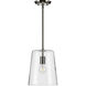 Clarion 1 Light 9 inch Brushed Nickel Pendant Ceiling Light, Small