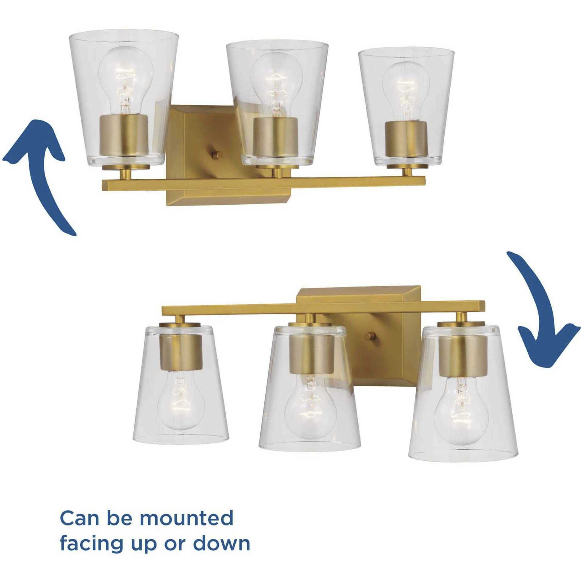 Vertex 3 Light 20.87 inch Brushed Gold Bath Light Wall Light