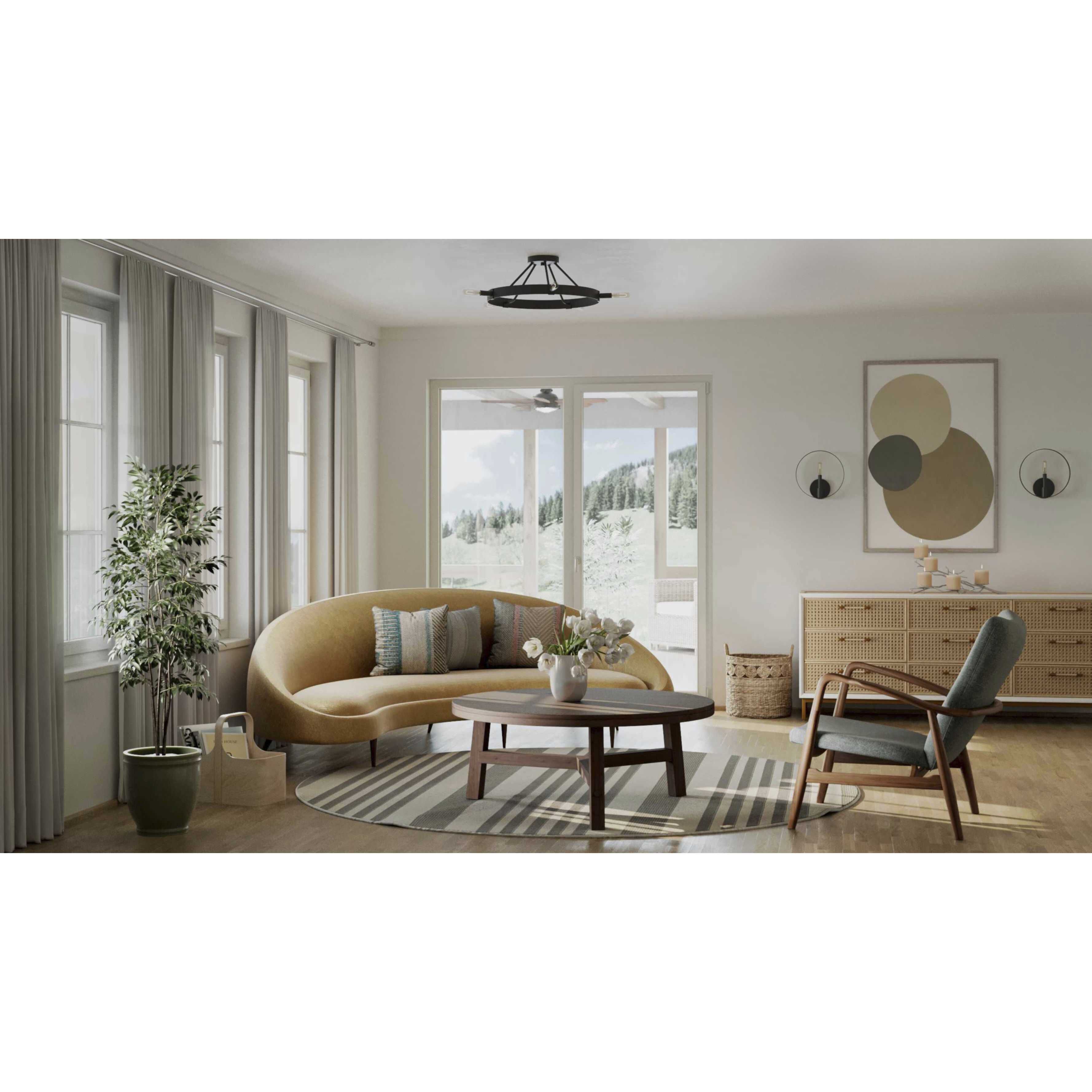 Breckenridge 5 Light 22.5 inch Matte Black Semi-Flush Mount Ceiling Light, Design Series