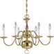 Americana 6 Light 25 inch Polished Brass Chandelier Ceiling Light