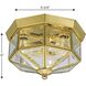 Beveled Glass 3 Light 9.75 inch Polished Brass Flush Mount Ceiling Light