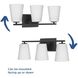 Vertex 3 Light 20.87 inch Matte Black Bath Light Wall Light