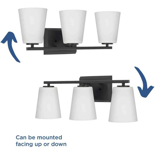 Vertex 3 Light 20.87 inch Matte Black Bath Light Wall Light