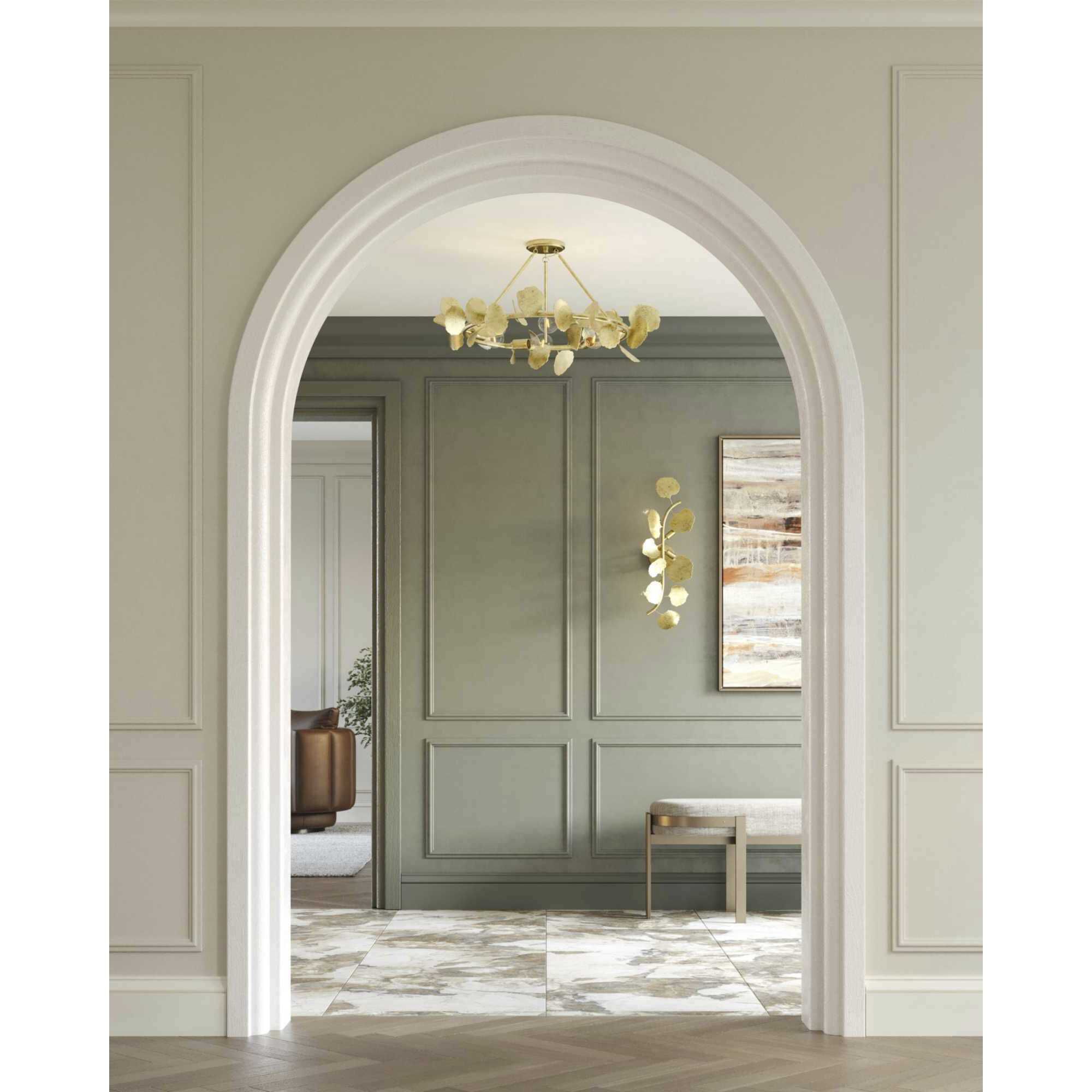 Laurel 6 Light 28 inch Gilded Silver Semi-Flush Mount Ceiling Light, Design Series