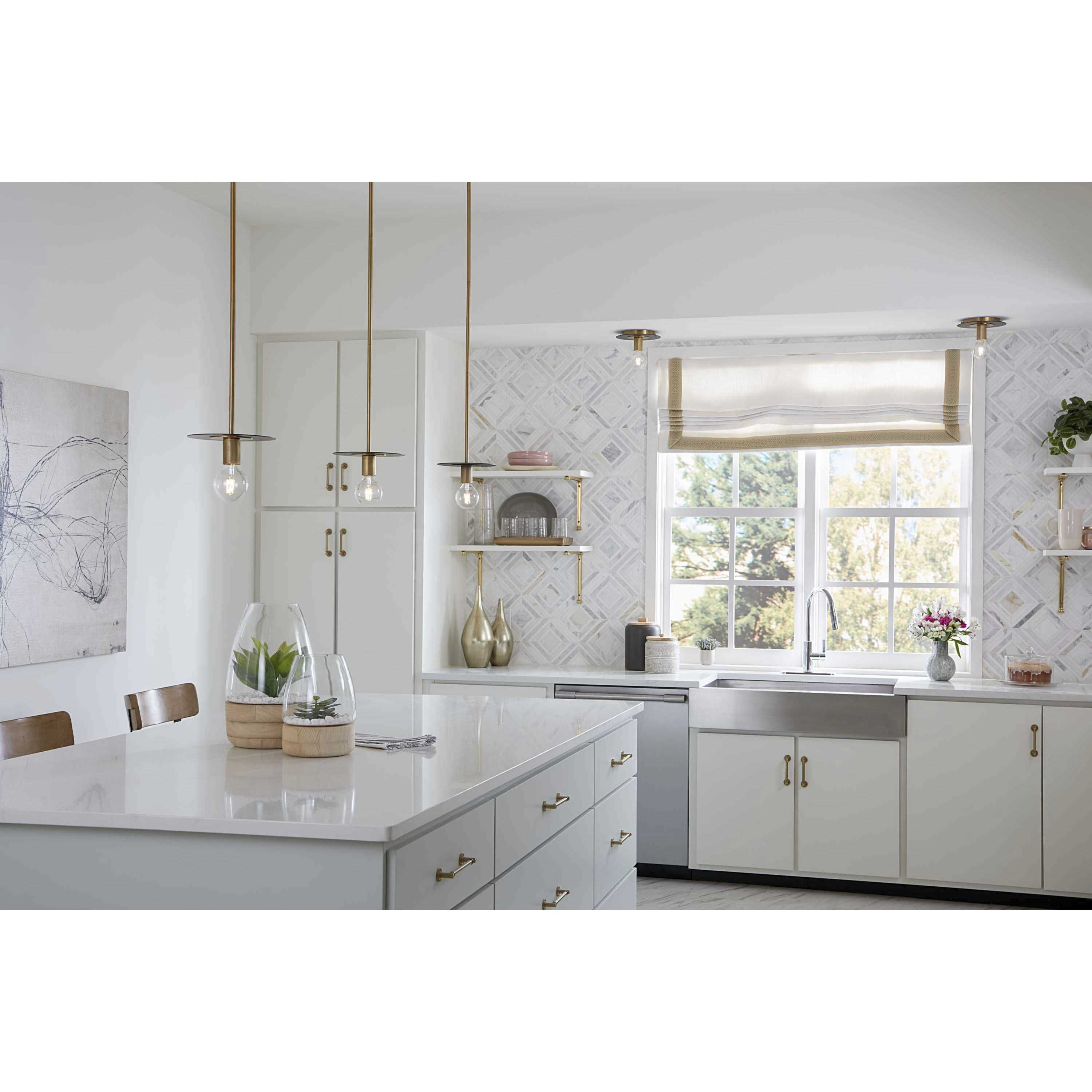 Trimble 1 Light 8 inch Brushed Bronze Mini Pendant Ceiling Light, Design Series