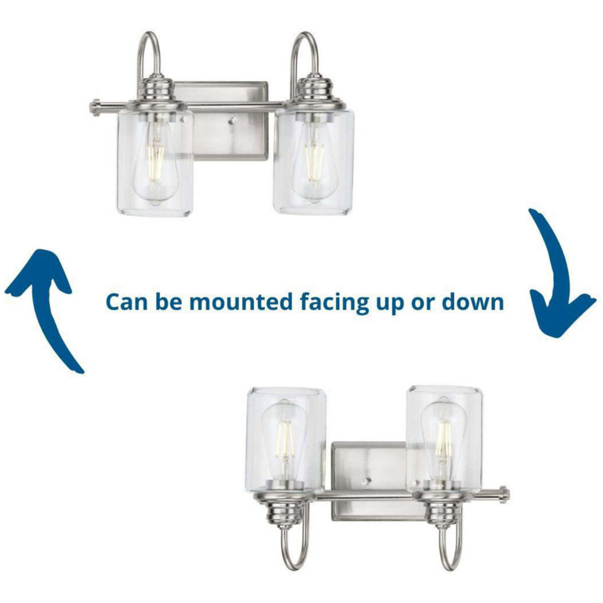 Aiken 2 Light 15 inch Brushed Nickel Bath Vanity Wall Light