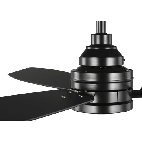 Gaze 60 inch Black with Distressed Ebony/Matte Black Blades Ceiling Fan, Progress LED