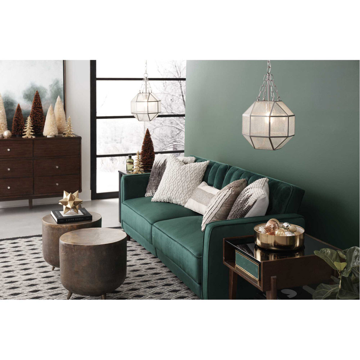 Mauldin 1 Light 12 inch Brushed Nickel Pendant Ceiling Light, Design Series