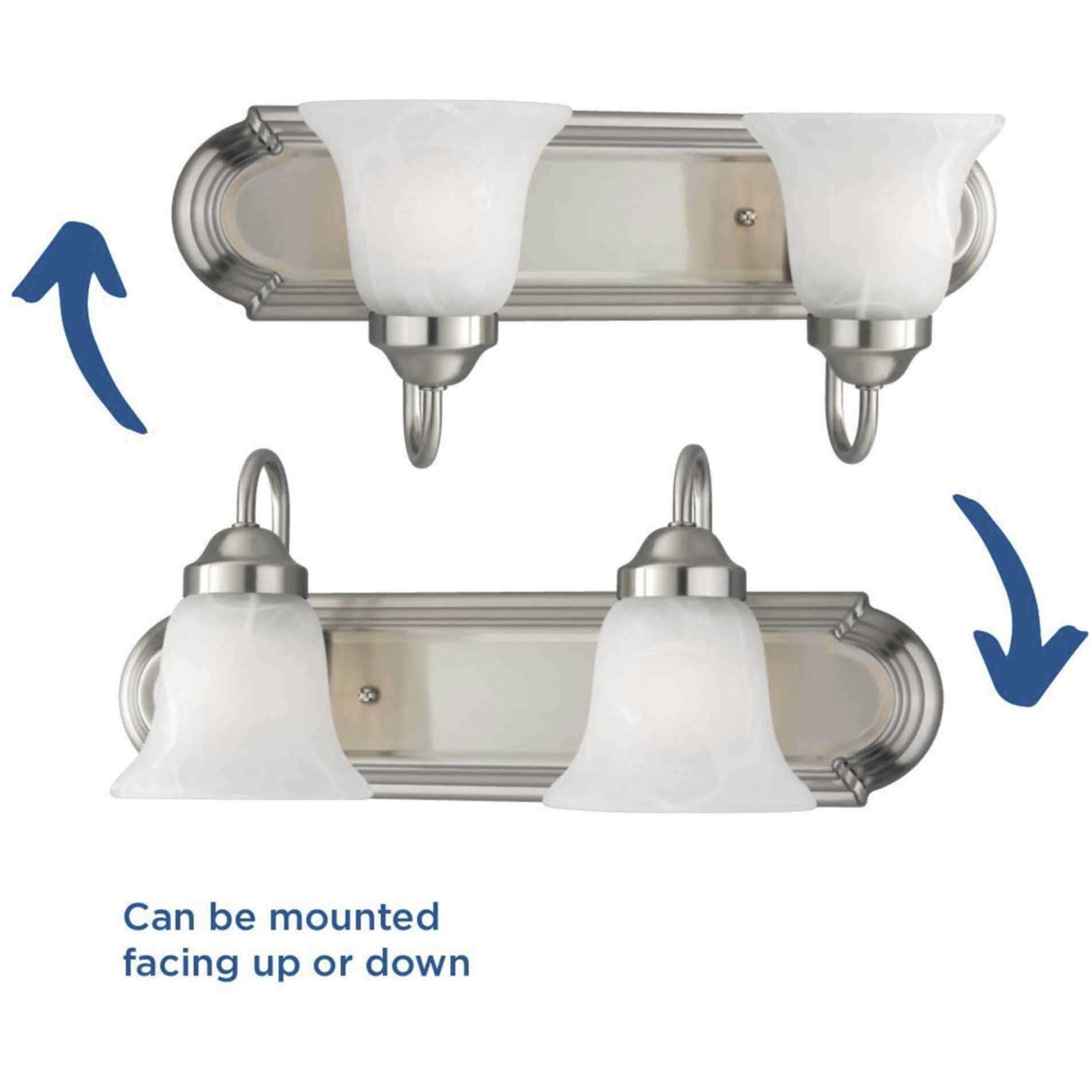 Alabaster Glass 2 Light 18 inch Brushed Nickel Bath Vanity Wall Light