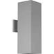 LED Square Cylinder Outdoor Wall Mount in Metallic Grey, LED Lamping, Progress LED