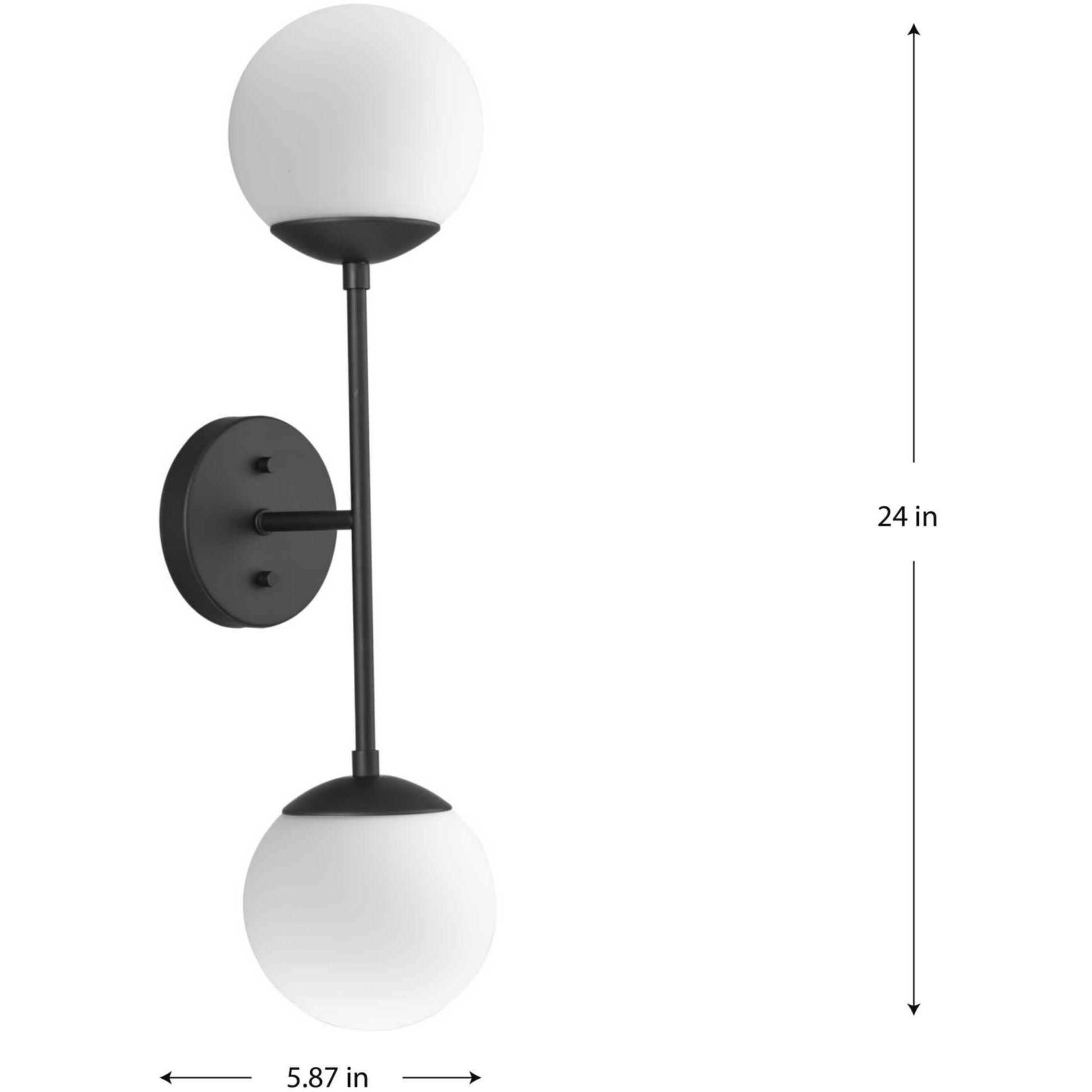 Haas 2 Light 5.87 inch Matte Black Wall Bracket Wall Light, Design Series
