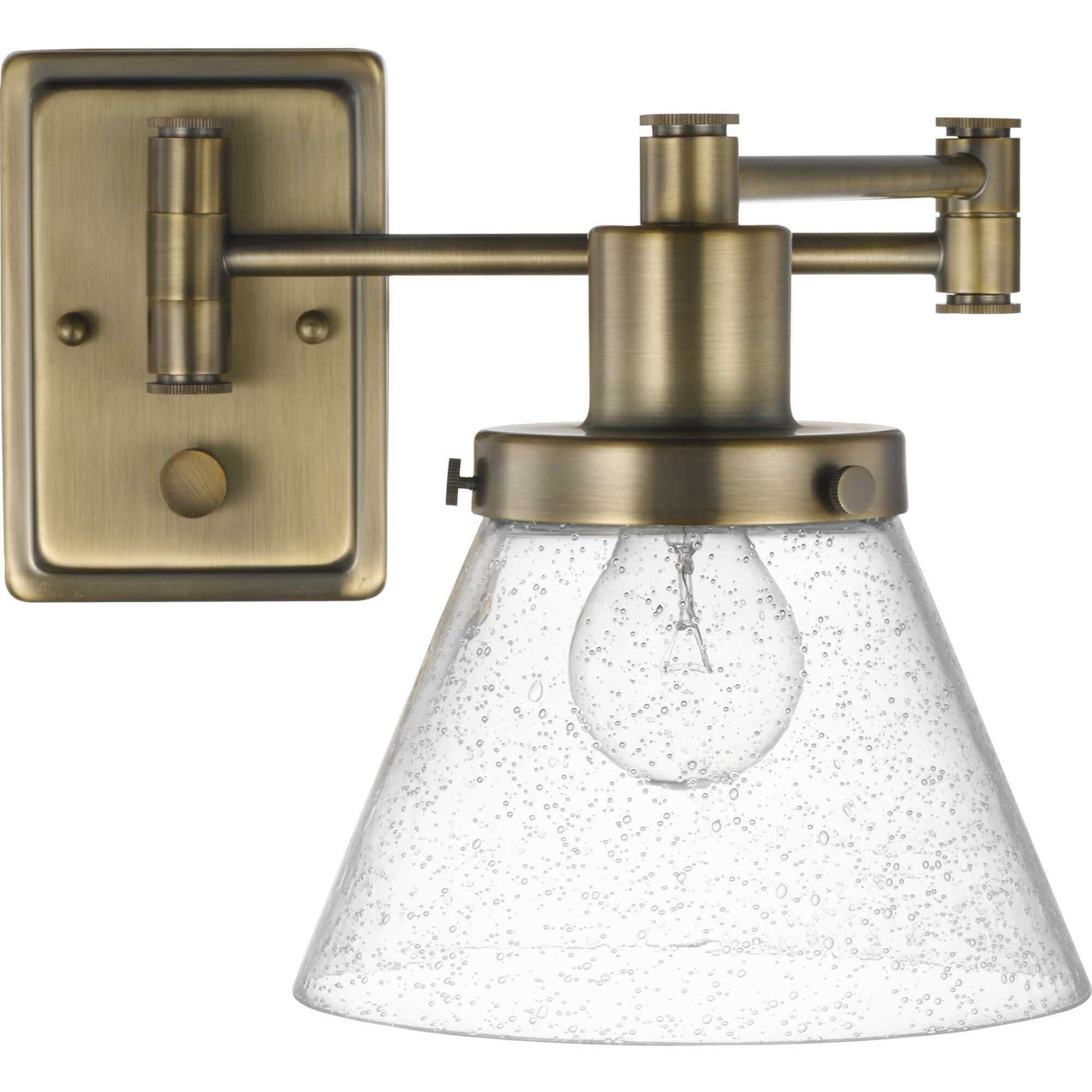 Hinton 12 inch 60.00 watt Vintage Brass Swing Arm Wall Light