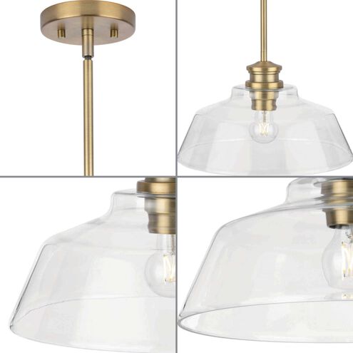 Singleton 1 Light 14 inch Vintage Brass Pendant Ceiling Light