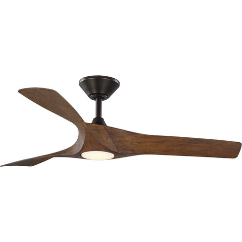 Ryne 52 inch Koa Woodgrain with Woodgrain Blades Outdoor Ceiling Fan, Progress LED 