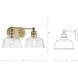 Singleton 2 Light 17 inch Vintage Brass Bath Vanity Wall Light
