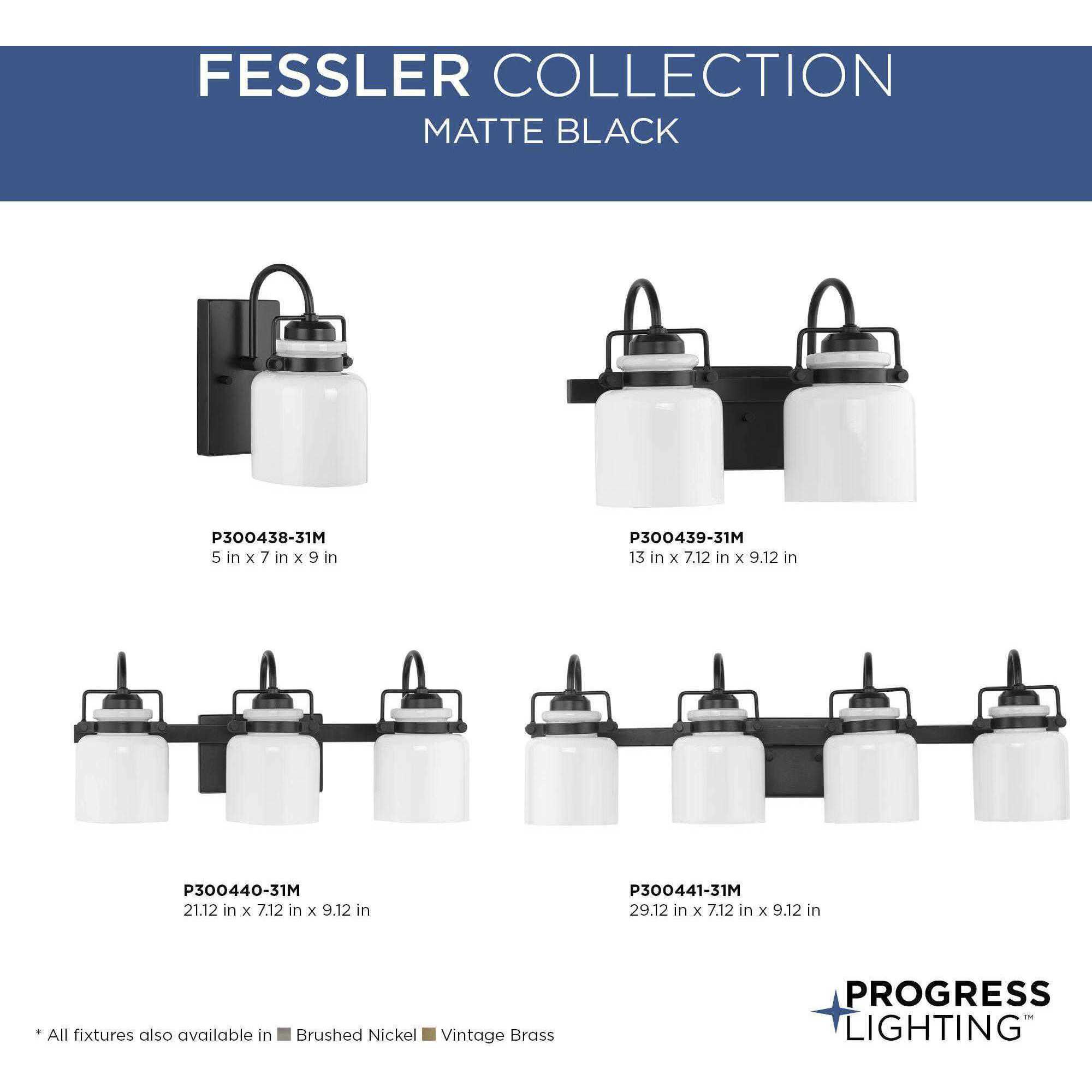 Fessler 2 Light 13 inch Matte Black Bath Light Wall Light