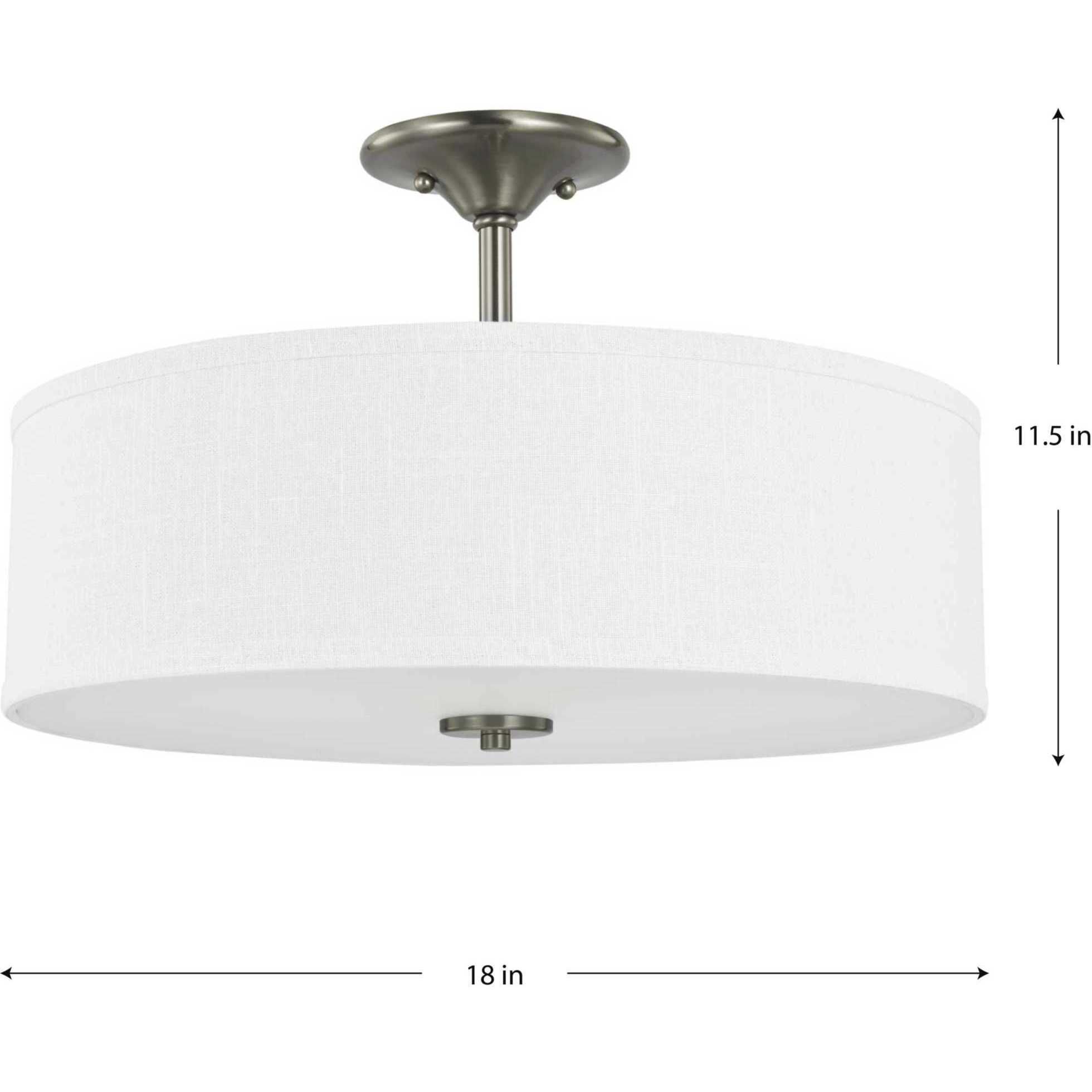 Inspire 3 Light 18 inch Brushed Nickel Semi-Flush Mount Ceiling Light