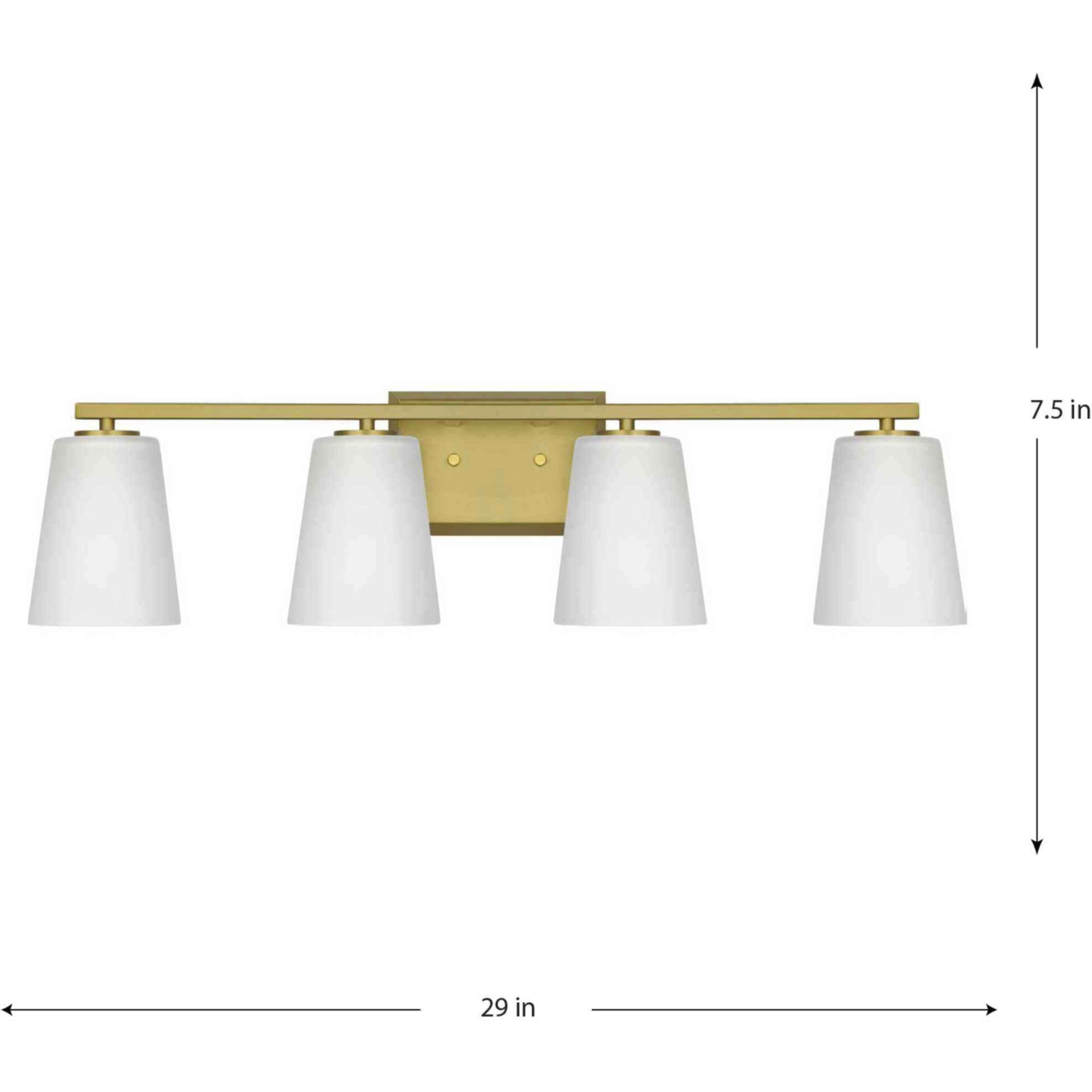 Vertex 4 Light 29 inch Brushed Gold Bath Light Wall Light
