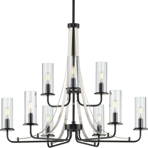 Riley 9 Light 30 inch Matte Black Chandelier Ceiling Light