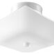 Square Glass 2 Light 12 inch White Flush Mount Ceiling Light