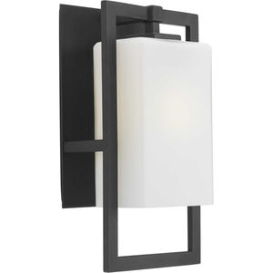 Jack 1 Light 15 inch Textured Black Outdoor Wall Lantern in White Linen, Medium