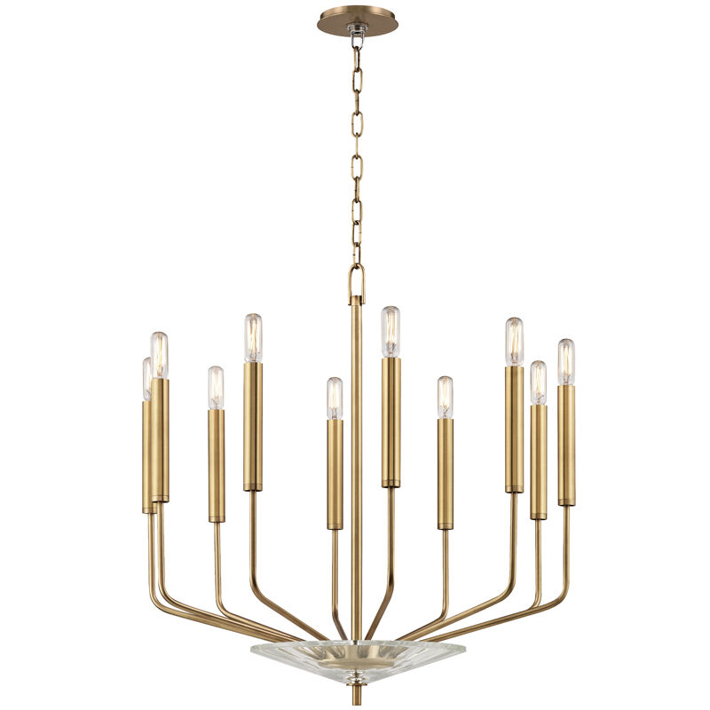 Gideon 10 Light 24.25 inch Aged Brass Chandelier Ceiling Light