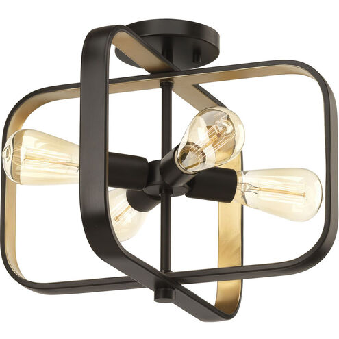 Centre 4 Light 16 inch Antique Bronze Semi-Flush Convertible Ceiling Light