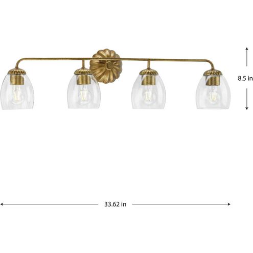 Quillan 4 Light 33.62 inch Gold Ombre Bathroom Vanity Light Wall Light