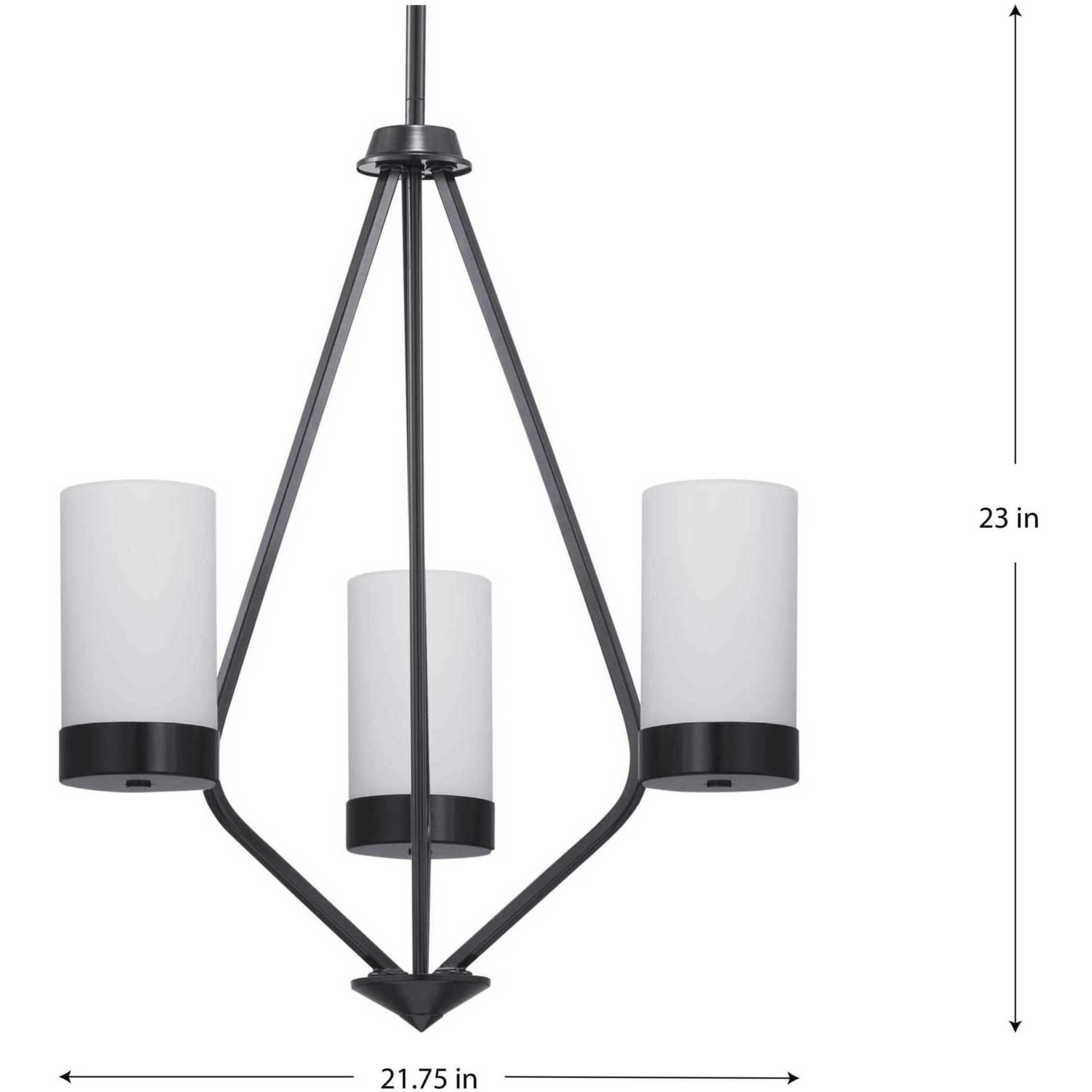 Elevate 3 Light 22 inch Matte Black Chandelier Ceiling Light, Design Series