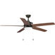 Whirl 60 inch Antique Bronze with Walnut Blades Ceiling Fan, Progress LED