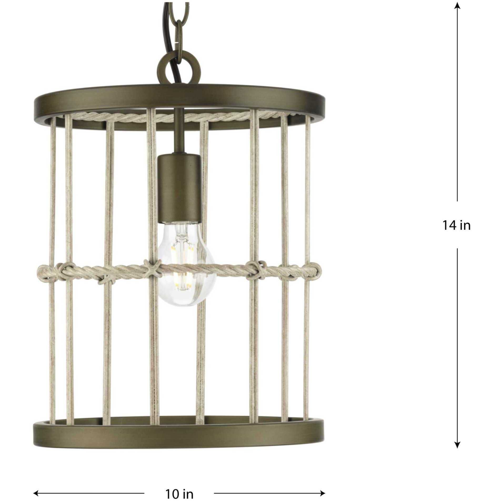 Lattimore 1 Light 10 inch Aged Brass Mini-pendant Ceiling Light, Design Series