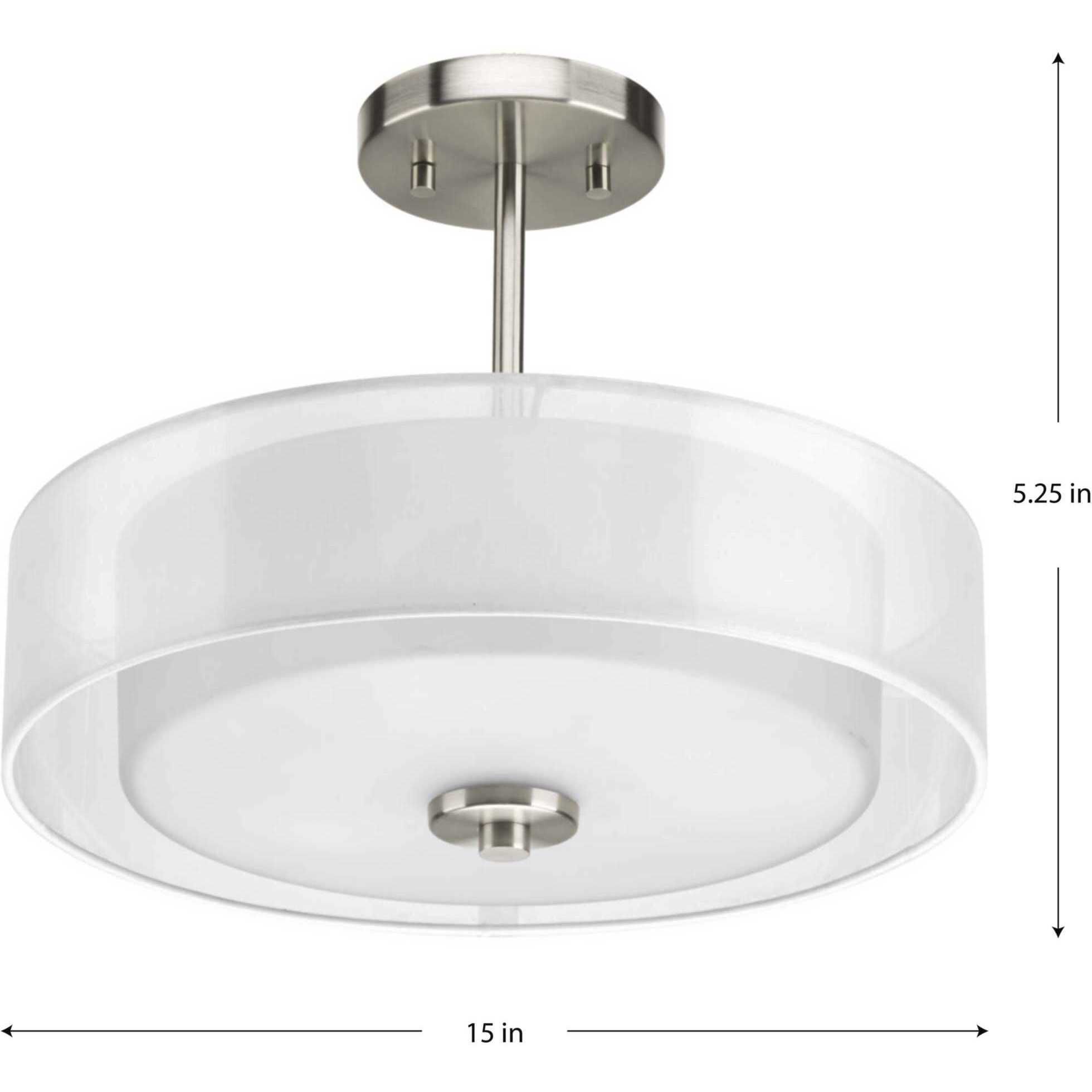 Invite 3 Light 15 inch Brushed Nickel Semi-Flush Mount Convertible Ceiling Light