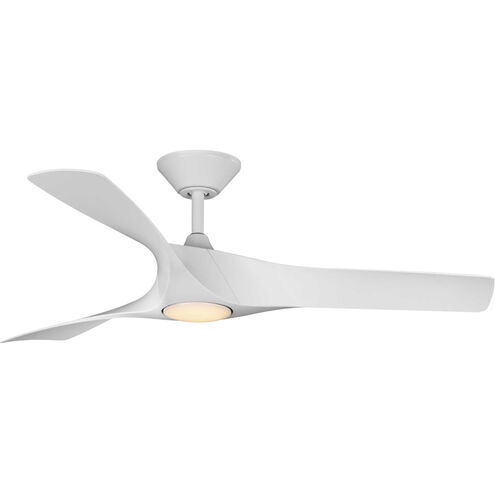 Ryne 52 inch Satin White Outdoor Ceiling Fan, Progress LED