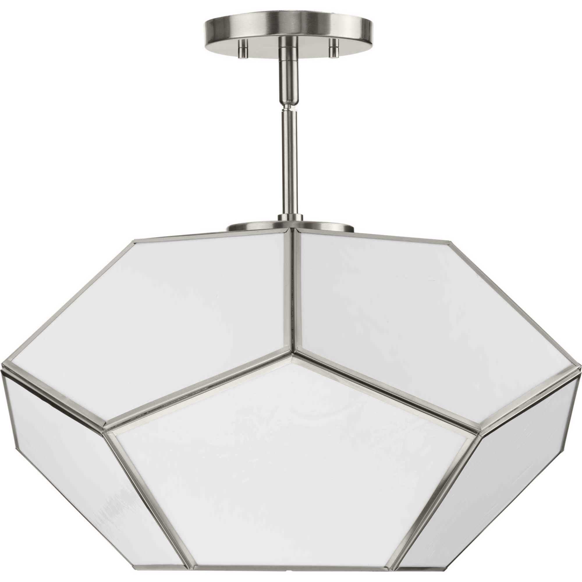 Latham 3 Light 18 inch Brushed Nickel Semi-Flush Mount Ceiling Light