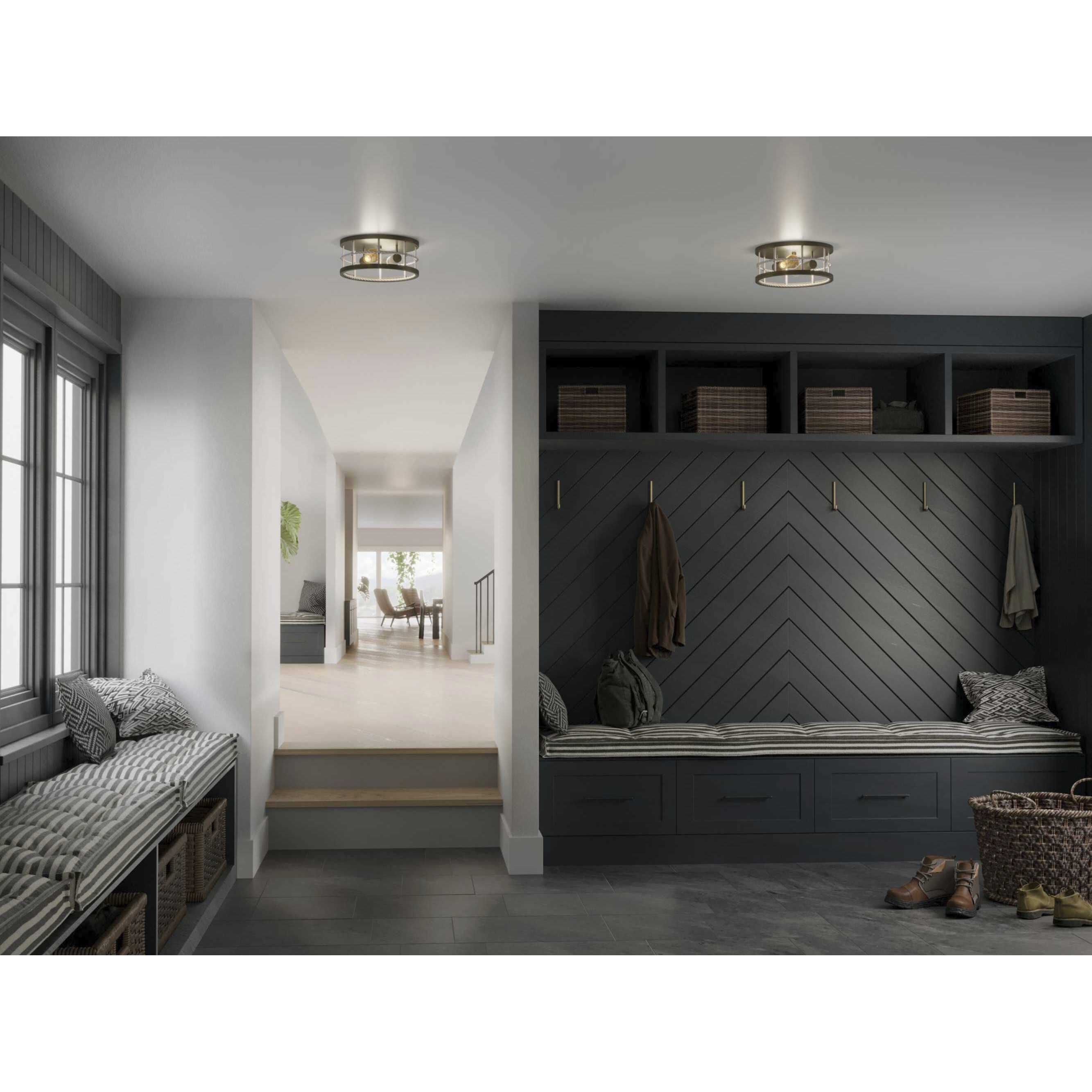 Lattimore 2 Light 13 inch Aged Brass Flushmount Ceiling Light, Design Series