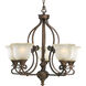 Guildhall 5 Light 27 inch Roasted Java Chandelier Ceiling Light