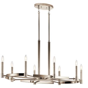 Tolani 8 Light 22 inch Polished Nickel Chandelier Ceiling Light, Oval Pendant