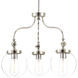 Penn 3 Light 22 inch Polished Nickel Chandelier Ceiling Light, Clear Glass