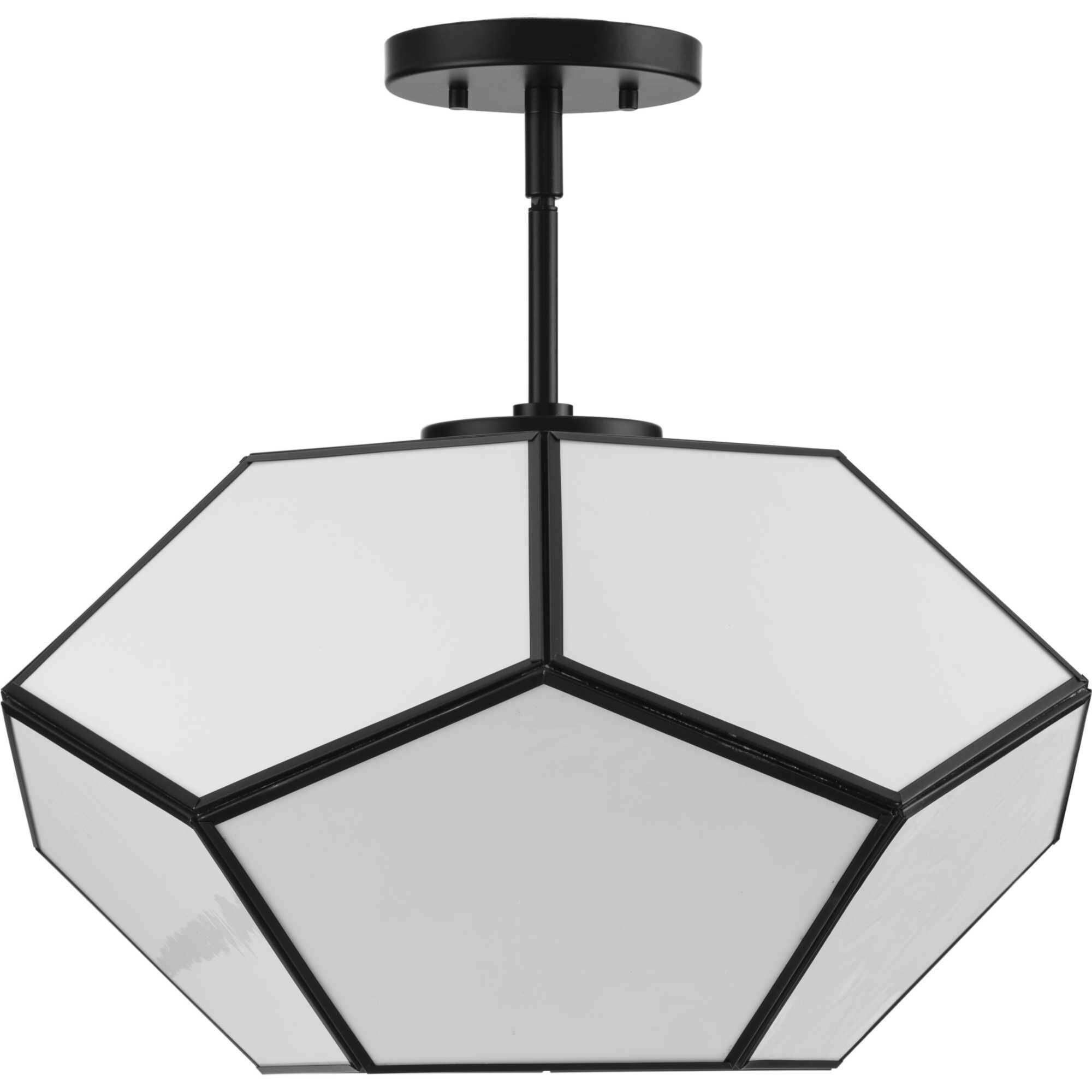 Latham 3 Light 18 inch Matte Black Semi-Flush Mount Ceiling Light