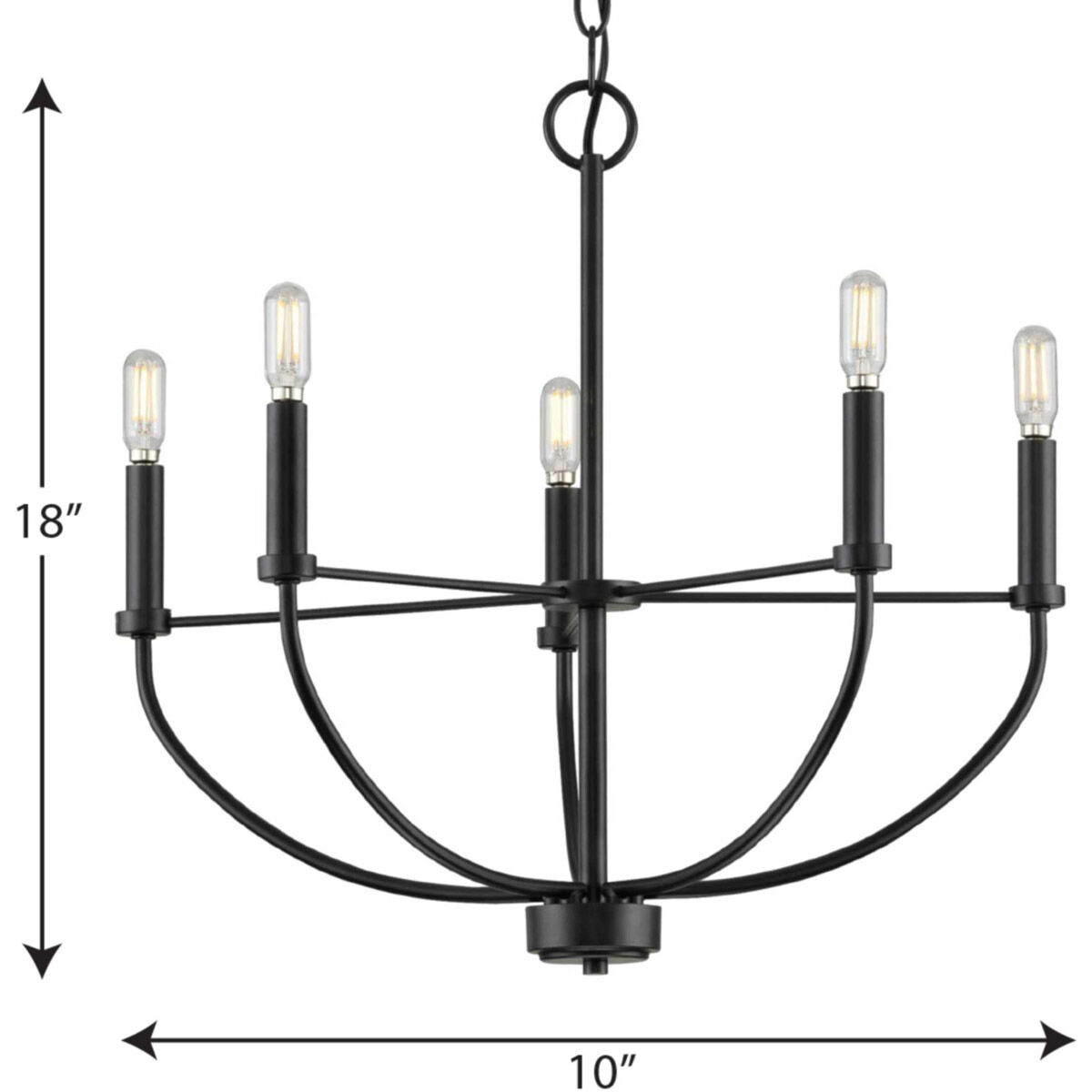 Leyden 5 Light 22 inch Matte Black Chandelier Ceiling Light