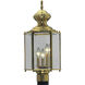 BrassGUARD 3 Light 21 inch Polished Brass Outdoor Post Lantern
