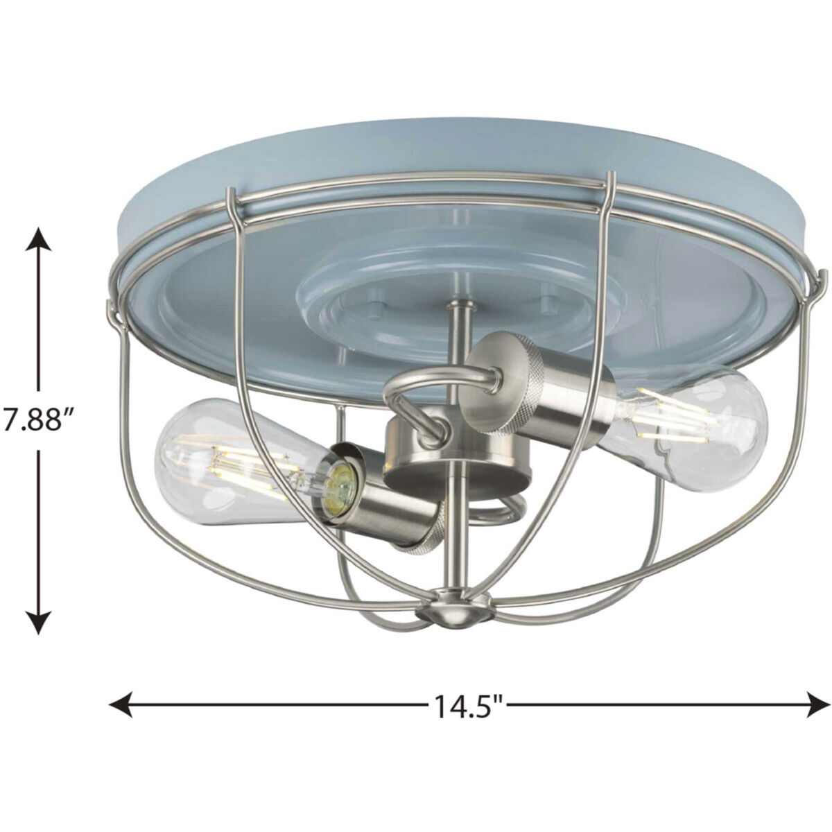 Medal 2 Light 15 inch Coastal Blue Flush Mount Ceiling Light